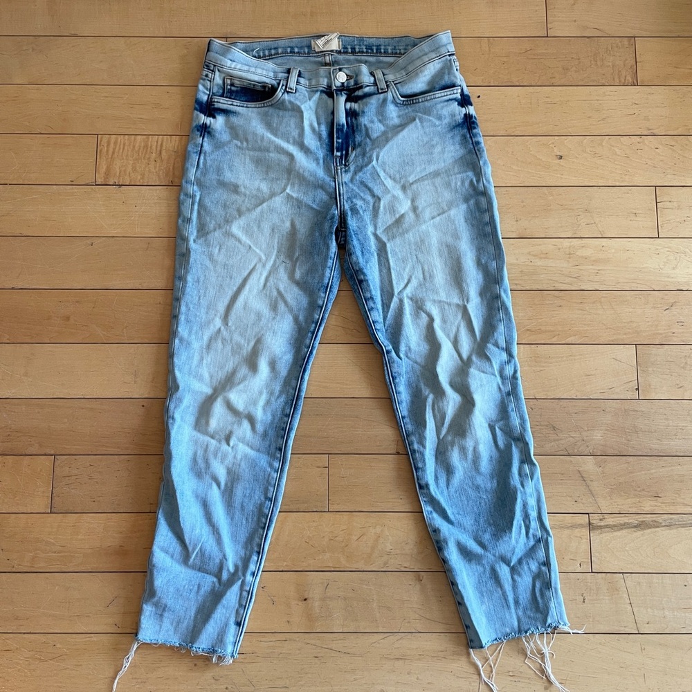 L’agence size 30 light blue wash straight-leg jeans with raw hem